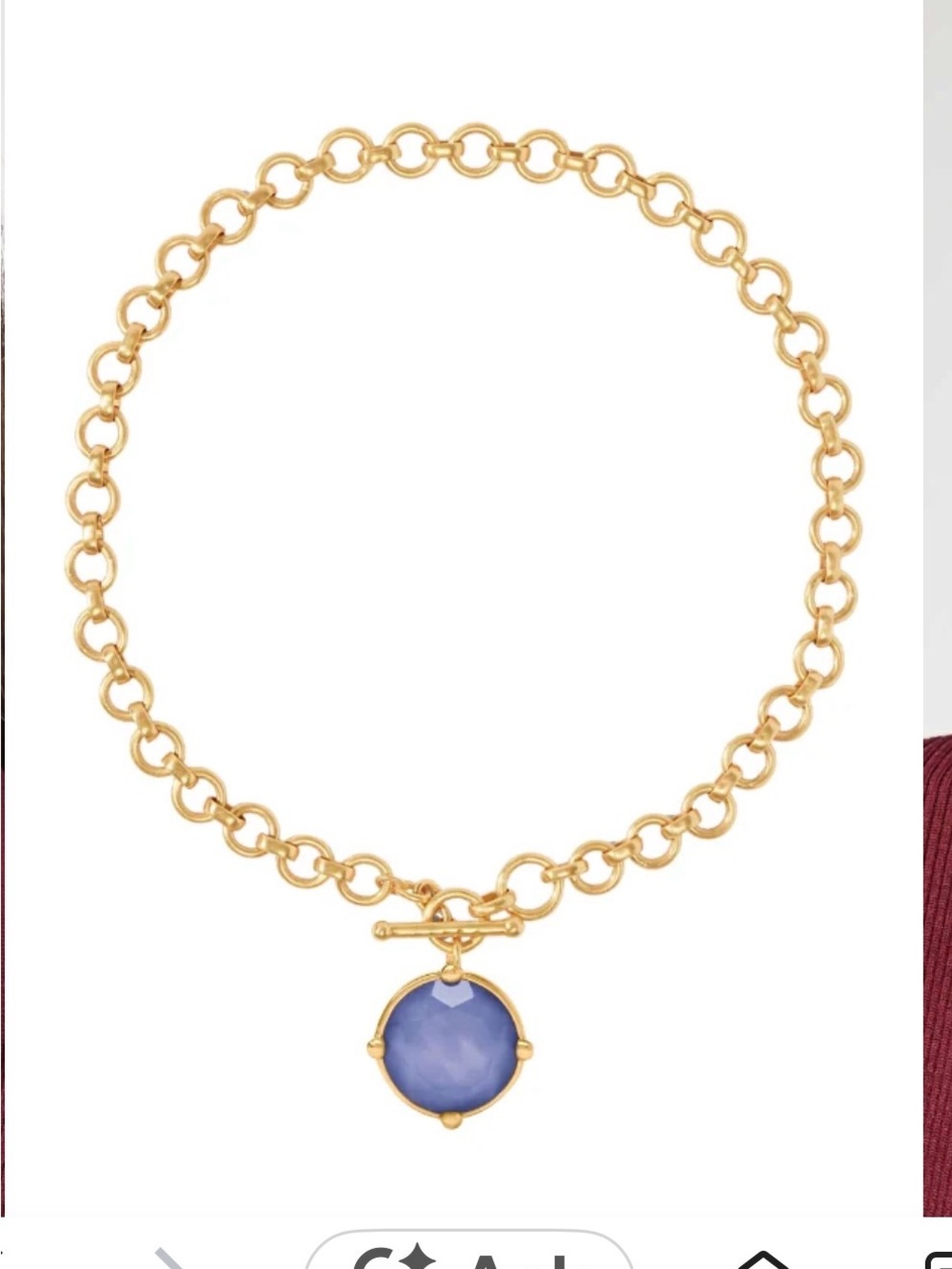 Julie Vos Gold Link Reversible Necklace with Blue Pendant and Bas Crystal.